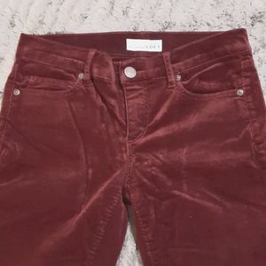 Ann Taylor LOFT Modern Skinny Velvet Maroon Pants Size 25/0